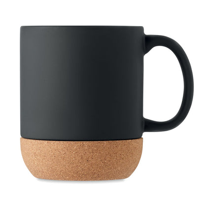 Mug clásica negra de cerámica con parte inferior de corcho
