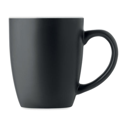 Mug redondeada de cerámica negra e interior blanco