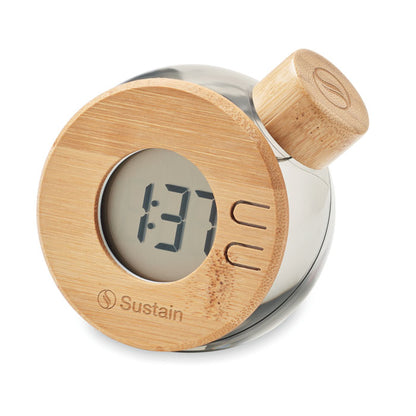 Reloj digital ecológico gris y con tapa de bambú