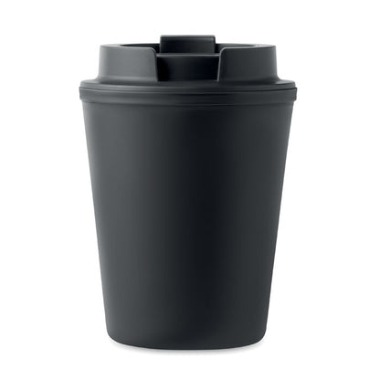 Vaso negro con tapadera de plástico negro