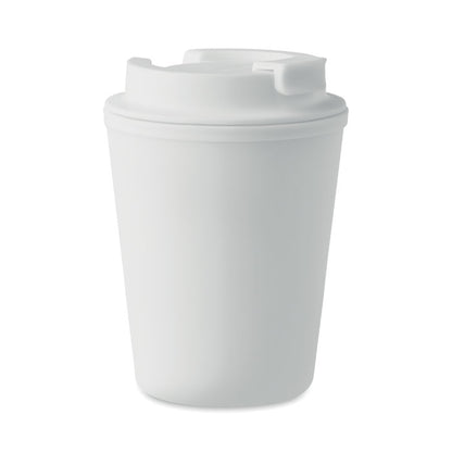 Vaso de plástico blanco con tapadera