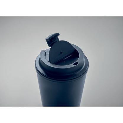 Tapadera abierta de vaso de plástico azul marino