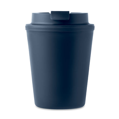 Vaso con tapadera antifugas azul marino de plástico