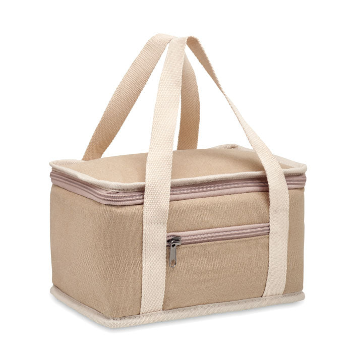 Nevera de algodón canvas con cierre y bolsillo exterior con cremallera
