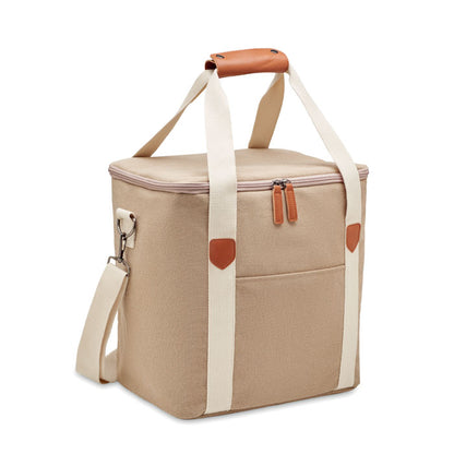 Nevera grande de algodón canvas con bandolera desmontable y asas de mano