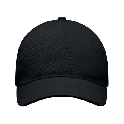 Panel frontal de gorra negra de 5 paneles