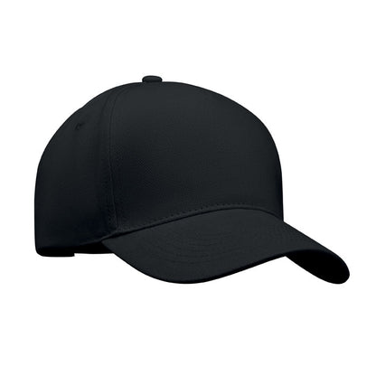 Gorra de algodón de 5 paneles negra