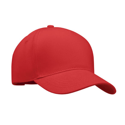 Gorra de algodón de 5 paneles roja