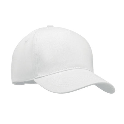 Gorra de algodón de 5 paneles blanca