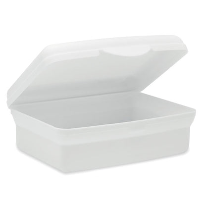 Fiambrera blanca con tapa integrada abierta 