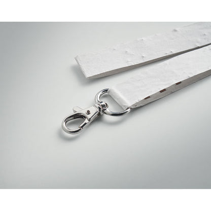 detalle de mosquetón de lanyard de papel