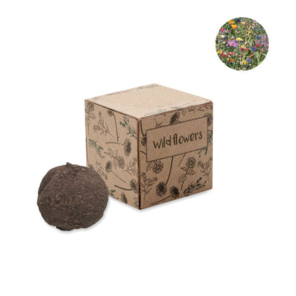 Caja de cartón de kit de semillas de flores con tierra