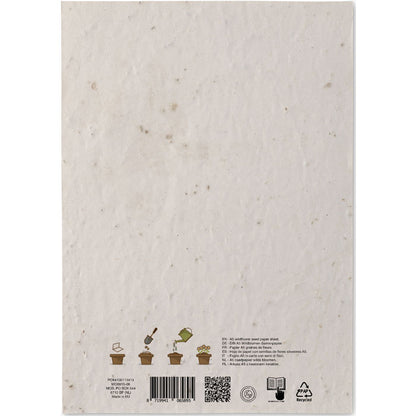 Hoja blanca de papel con semillas