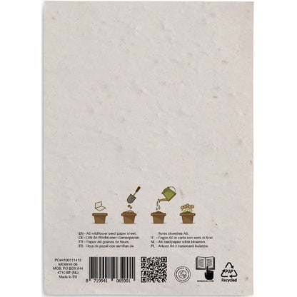Hoja de papel ecológico con semillas para plantar