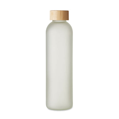 Botella vidrio esmerilado con tapa de madera