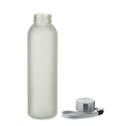 Botella cristal mate con tapa de acero y asa