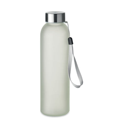 Botella vidrio con tapa de acero y asa