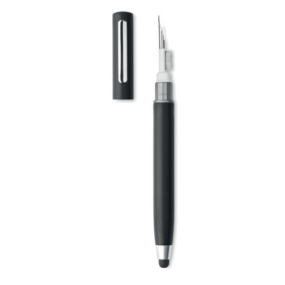 bolígrafo negro con kit de limpieza de auriculares integrado