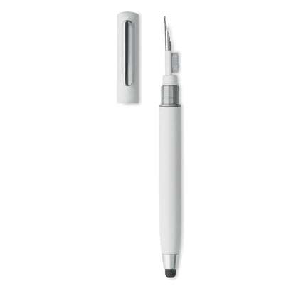 bolígrafo blanco con kit de limpieza de auriculares integrado