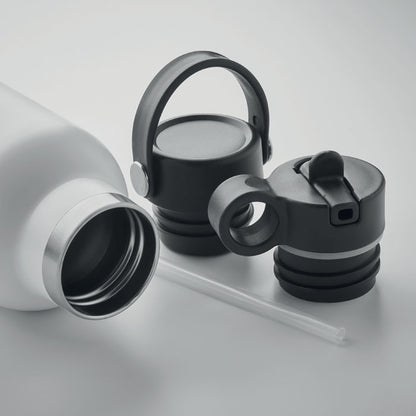 Detalle boca botella con 2 tapones