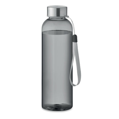 Botella gris con tapa de acero y   asa 
