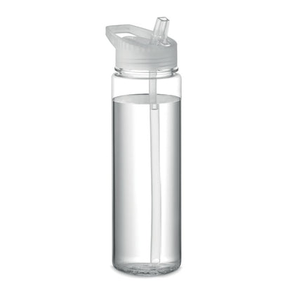 Botella transparente de tritán con pajita y asa