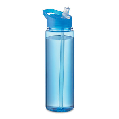 Botella azul de tritán con pajita y asa