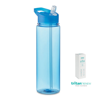 Botella azul de tritán con pajita y asa