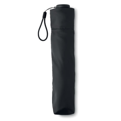Paraguas plegable negro dentro de funda