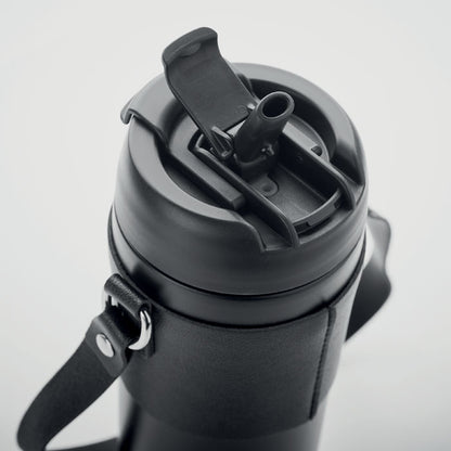 Detalle de pajita integrada de tapa antigoteo de vaso