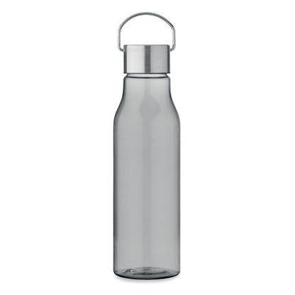 Botella de RPET gris con tapa de metal a un lado