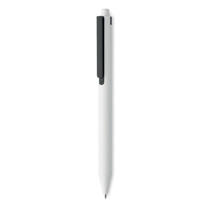 Bolígrafo de plástico blanco con clip negro
