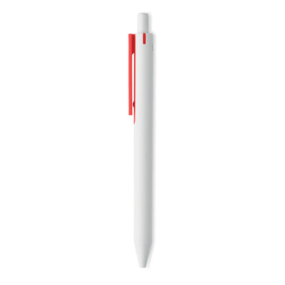 Bolígrafo blanco de plástico con clip rojo