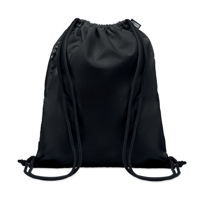 mochila negra de cordones de poliéster negro