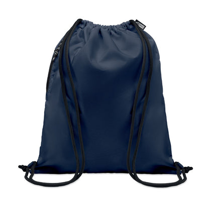 mochila negra de cordones de poliéster azul marino