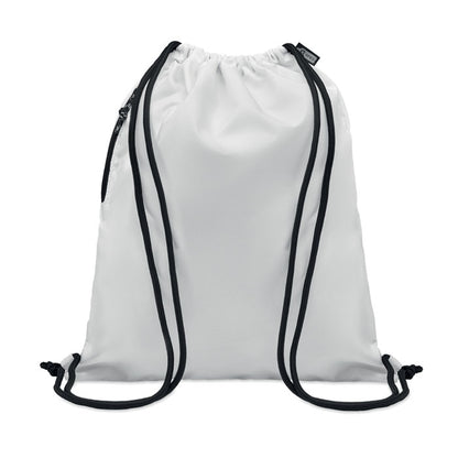 mochila negra de cordones de poliéster blanco