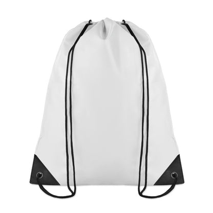 Mochila blanca de cordones de poliéster