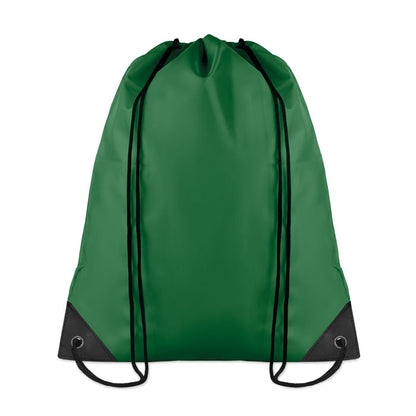 Mochila verde de cordones de poliéster