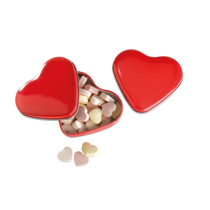 Caja de caramelos roja con forma de corazón