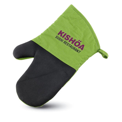 Manopla verde personalizada con logotipo