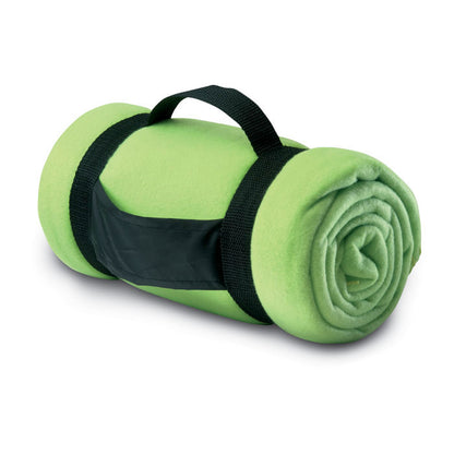 Manta polar verde lima con asa portamantas negra
