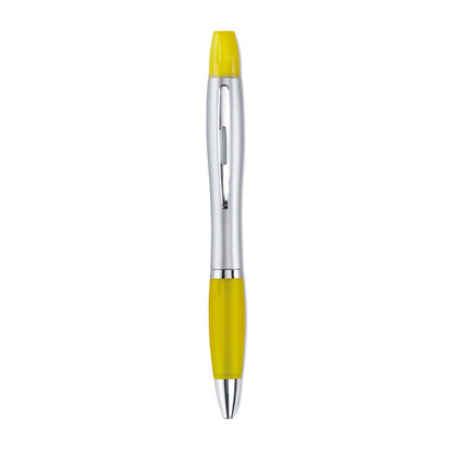 Bolígrafo con marcador amarillo flúor