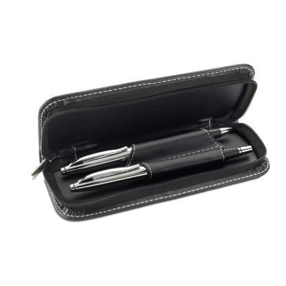 Set de bolígrafo y roller con funda negra