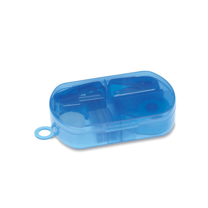 Kit de papelería en Cajita azul de plástico 