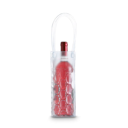 Botella de vino dentro de bolsa refrigerante con asas