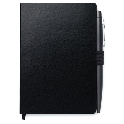 Libreta tapa rígida negra con boli