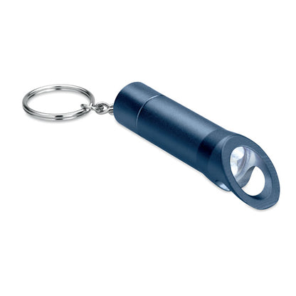 Llavero linterna azul con abridor