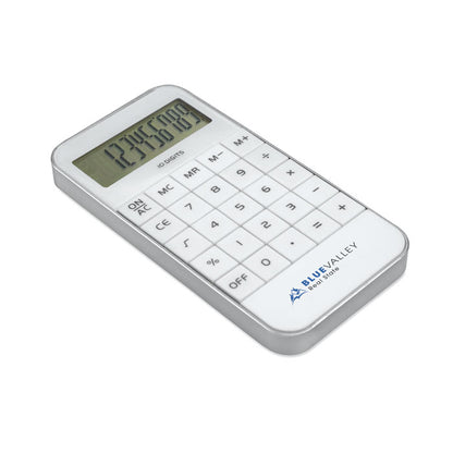 Calculadora de 10 dígitos personalizada con logotipo en la parte inferior