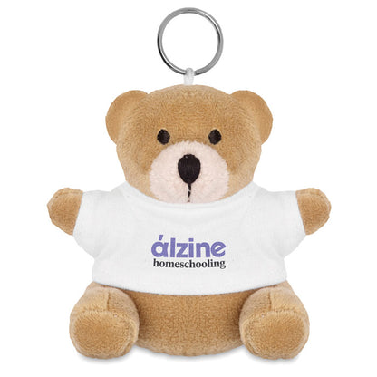 Oso de peluche llavero con camiseta blanca