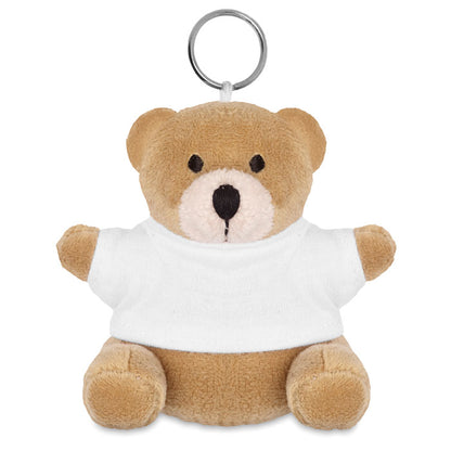 Osito de peluche en llavero con camiseta blanca personalizada con logo
